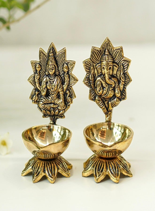 Behoma 100% Pure Brass Lakshmi Ganesh Diya for Puja | Laxmi Ganesh Samridhi Diya for Pooja Room, Tample, Mandir, Office, Diya for Home Decoration - Image 2
